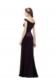 Discount Off The Shoulder Long Satin Bridesmaid Dress with Asymmetrical Pleated Bodice