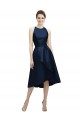 Discount Halter Neck Short Tea Length Sleeveless Satin Bridesmaid Dress