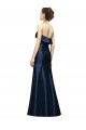Discount Long Strapless Satin Bridesmaid Dress with Pleated Cuff Neckline