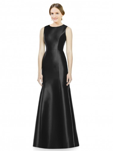 Discount Full Length Mermaid Long Satin Bridesmaid Dress with Keyhole Back