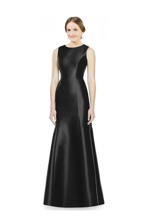 Discount Full Length Mermaid Long Satin Bridesmaid Dress with Keyhole Back
