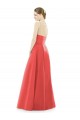 Discount Sheer V-Neck Tulle Illusion Long Satin Bridesmaid Dress
