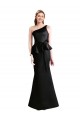 Discount Long One Shoulder Satin Bridesmaid Dress with Bow Ties