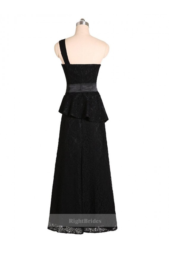 Discount Long One Shoulder Satin Bridesmaid Dress with Bow Ties