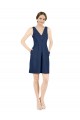 Discount Deep V-Neck Short Knee Length Satin Cocktail Bridesmaid Dress with Slimming Pleats