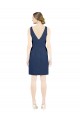 Discount Deep V-Neck Short Knee Length Satin Cocktail Bridesmaid Dress with Slimming Pleats