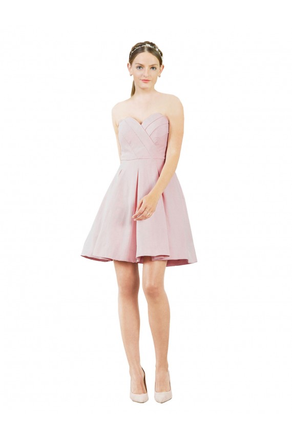 Discount Short Knee Length Sweetheart Satin Cocktail Bridesmaid Dress