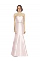 Discount Long Sweetheart Satin Bridesmaid Dress with Slim Beaded Sash