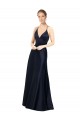 Discount Sexy Satin Bridesmaids Dress with Deep V-Neckline and Strappy Back
