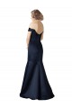 Discount Fit and Flare Satin Bridesmaid Dress / Prom Dress with Off the Shoulder Neckline