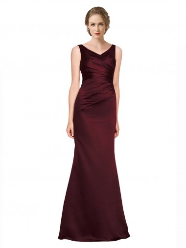 Discount Figure Shaping Formal Satin Bridesmaid Dress / Prom Dress with Structured Pleats
