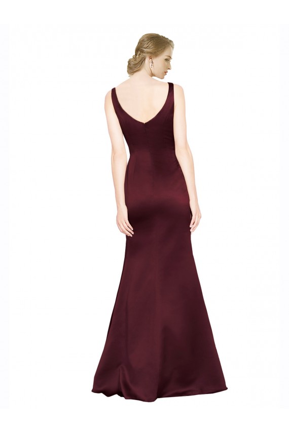 Discount Figure Shaping Formal Satin Bridesmaid Dress / Prom Dress with Structured Pleats