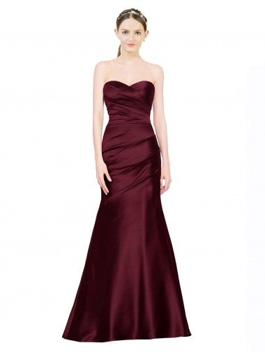 Discount Mermaid Sweetheart Soft Formal Satin Bridesmaid Dress / Prom Dress with Pleats