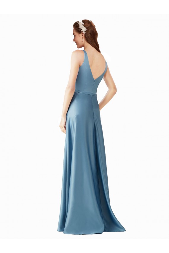 Discount Classic Satin V-Neck A-Line Bridesmaids Dress with Pockets