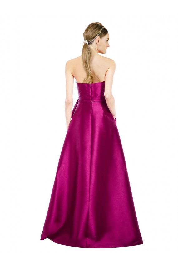 Discount Sleeveless V-Neck Long Satin Bridesmaid Dress / Prom Dress with Bow Waist