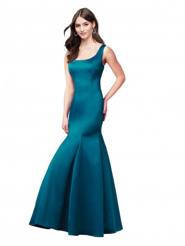 Discount Long Sleek Satin Bridesmaid Dress / Prom Dress with U-Back