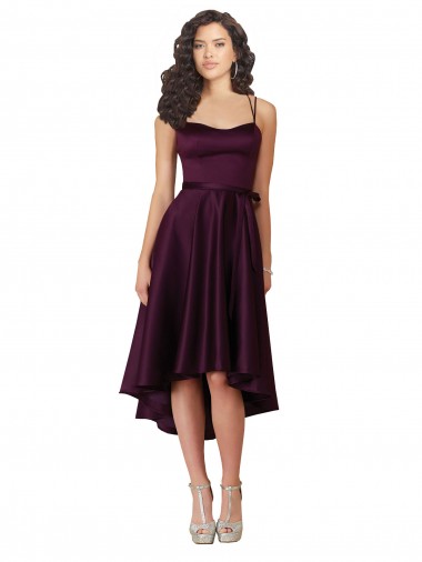 Discount Elegant High Low Satin Bridesmaid Dress / Prom Dress with Criss Cross Back