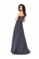 Discount Rouched One Shoulder Floor Length Formal Satin Bridesmaid Dress / Prom Dress with Bow