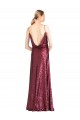 Discount High Neck Halter Long Slim Formal Sequin Bridesmaid Dress / Prom Dress with V-Neck and Blouson Bodice