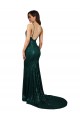 Discount Fishtail Shaped V-Neck Open Back Long Formal Sequin Bridesmaid Dress / Prom Dress
