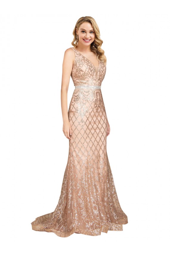 Discount Sleek Long Mermaid Formal Sparkling Sequin Bridesmaid Dress / Prom Dress