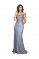 Discount Off the Shoulder Sweetheart Neckline Formal Sequin Bridesmaid Dress / Prom Dress with Thigh High Slit