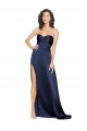 Discount Knotted Sweetheart Formal Silky Satin Bridesmaid Dress / Prom Dress with High Side Split