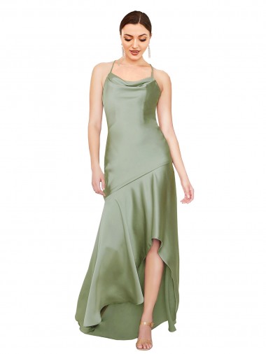Discount Formal Silky Satin Bridesmaid Dress / Prom Dress with Bias Cut Skirt