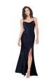 Discount Draped Cowl Neck Formal Silky Satin Bridesmaid Dress / Prom Dress with Skirt Slit