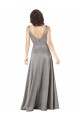 Discount Plunging V-Neckline Long A-Line Formal Silky Satin Bridesmaid Dress / Prom Dress