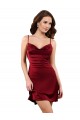 Discount Midi Length Cowl Neck Formal Silky Satin Short Cocktail Bridesmaid Dress / Prom Dress