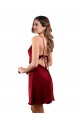 Discount Midi Length Cowl Neck Formal Silky Satin Short Cocktail Bridesmaid Dress / Prom Dress