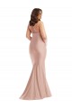 Discount Criss Cross Halter Open Back Formal Silky Satin Mermaid Bridesmaid Dress / Prom Dress