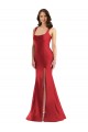 Discount Square Neck Formal Silky Satin Mermaid Bridesmaid Dress / Prom Dress with Side Slit