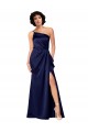Discount One Shoulder Formal Silky Satin Bridesmaid Dress / Prom Dress with Skirt Slit