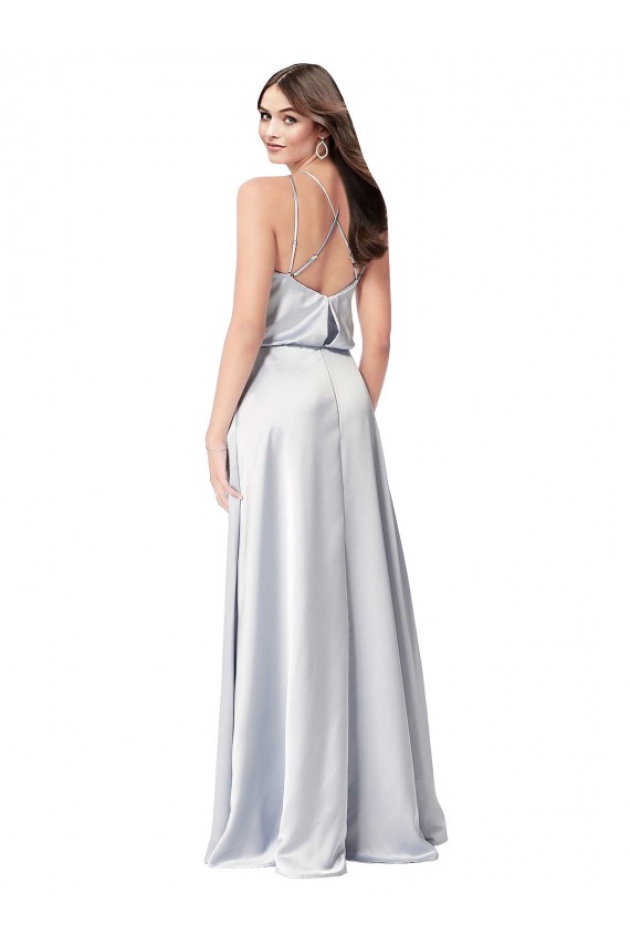 Discount Halter Neck Formal Silky Satin Bridesmaid Dress with Strappy Back