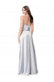 Discount Halter Neck Formal Silky Satin Bridesmaid Dress with Strappy Back