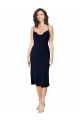 Discount Short Cocktail Midi Length Formal Silky Satin Bridesmaid Dress / Prom Dress with Cowl Neck and Cross Back Straps