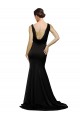 Discount V-Neck Full Length Formal Silky Satin Bridesmaid Dress / Prom Dress with Soft Cowl Neck and Sweep Train