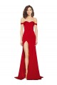 Discount Off the Shoulder Sweetheart Bustier Style Formal Silky Satin Bridesmaid Dress / Prom Dress with Side Split
