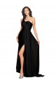 Discount Floor Length One Shoulder Formal Silky Satin Bridesmaid Dress / Prom Dress with Side Slit