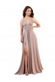 Discount Long A-Line Plunge V-Neckline Formal Spandex Bridesmaid Dress / Prom Dress with Slit