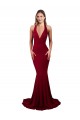 Discount Halter Mermaid Plunge V-Neckline Open Back Bow Tie Formal Spandex Bridesmaid Dress / Prom Dress