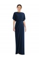 Discount Open Back Short Sleeves Draped Tulip Skirt Maxi Spandex Bridesmaid Dress / Prom Dress