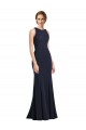 Discount High Neck Sheath Long Crepe Bridesmaid Dress / Prom Dress
