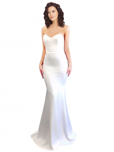 Discount Sweetheart Strapless High Neck Long Formal Crepe Bridesmaid Dress / Prom Dress