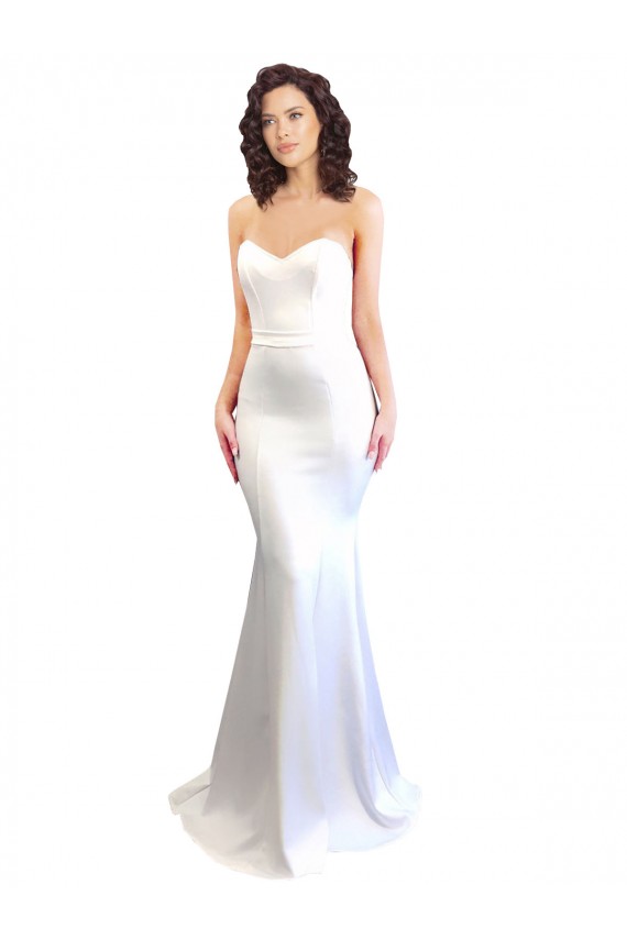 Discount Sweetheart Strapless High Neck Long Formal Crepe Bridesmaid Dress / Prom Dress