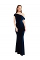 Discount Draped Off the Shoulder Fitted Formal Crepe Bridesmaid Dress / Prom Dress