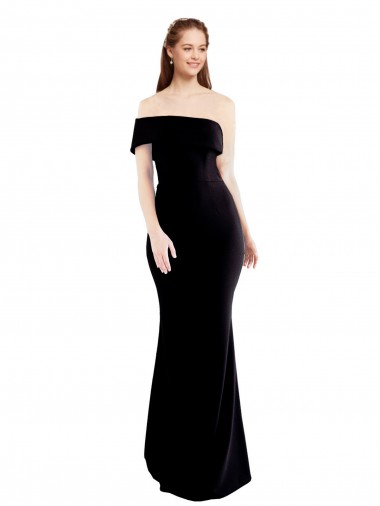 Discount Asymmetrical Draped Off the Shoulder Banded Formal Crepe Bridesmaid Dress / Prom Dress