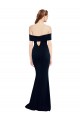 Discount Off the Shoulder Fitted Formal Crepe Bridesmaid Dress / Prom Dress with Back Cut Out